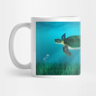 Green Turtle and Sea Grass Mug